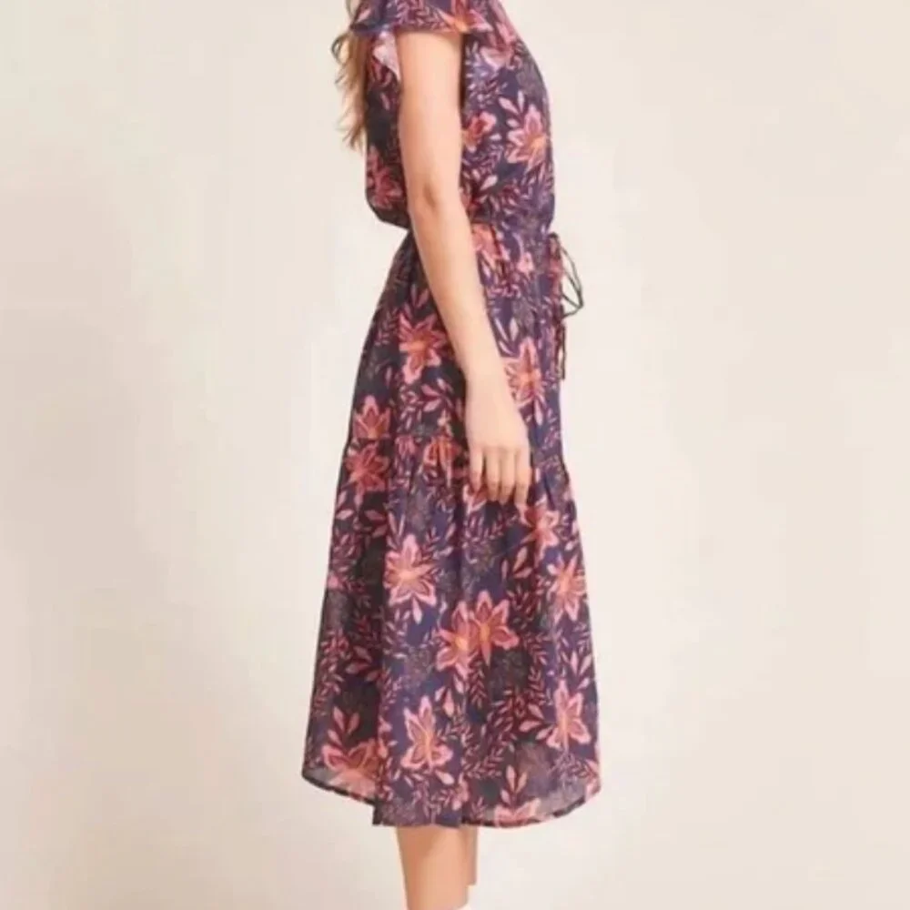Women's - Trovata - Floral Ruffle Midi Dress - Birds of Paradis Kristi - Picture 2 of 14